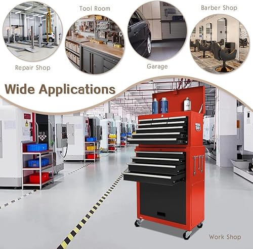 Miniatura 7 de Cofre de herramientas de 13 cajones con caja de herramientas y ruedas, gran caja de herramientas desmontable con cajones deslizantes, gabinetes de