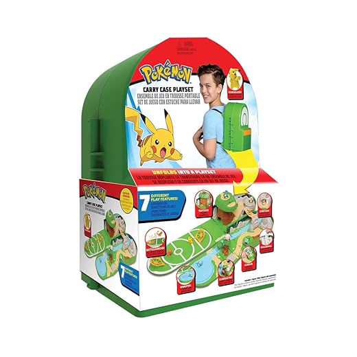 Pokémon Carry Case Playset, Feat. Different Locations Within One Playset, with 2-Inch Pikachu Figure, Treetop Trap Door, Battle Area, Hidden Cave and More - Easily Folds into a Backpack