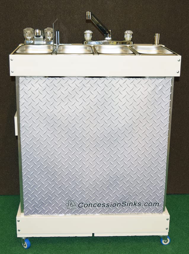 Concession Sinks - Standard Size Electric 3 Compartment with Hot Water for Food Vending Trailer, Hand Wash