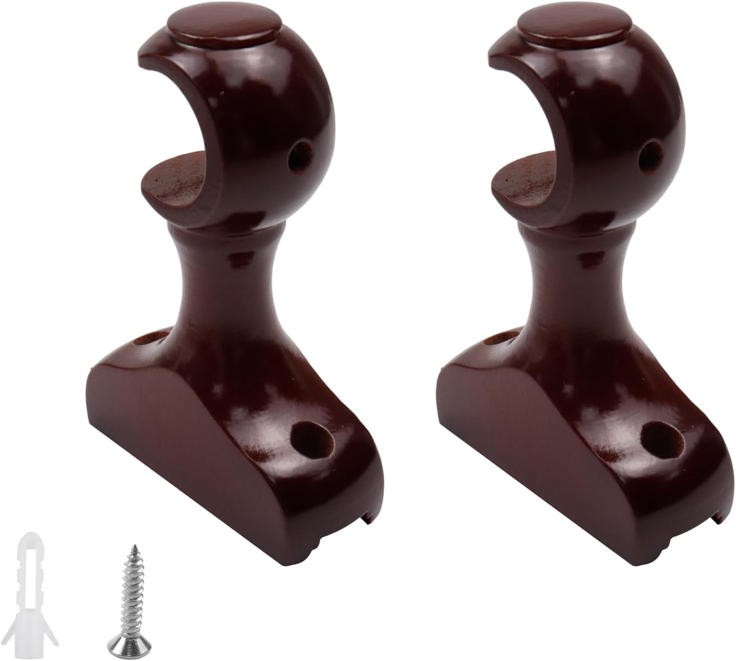 Woogim 2PCS Red Brown Wood Curtain Brackets 29mm/1.1inch