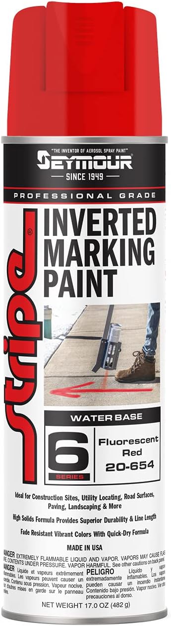 Seymour20-654 Stripe Inverted Tip Marker, Red Fluorescent