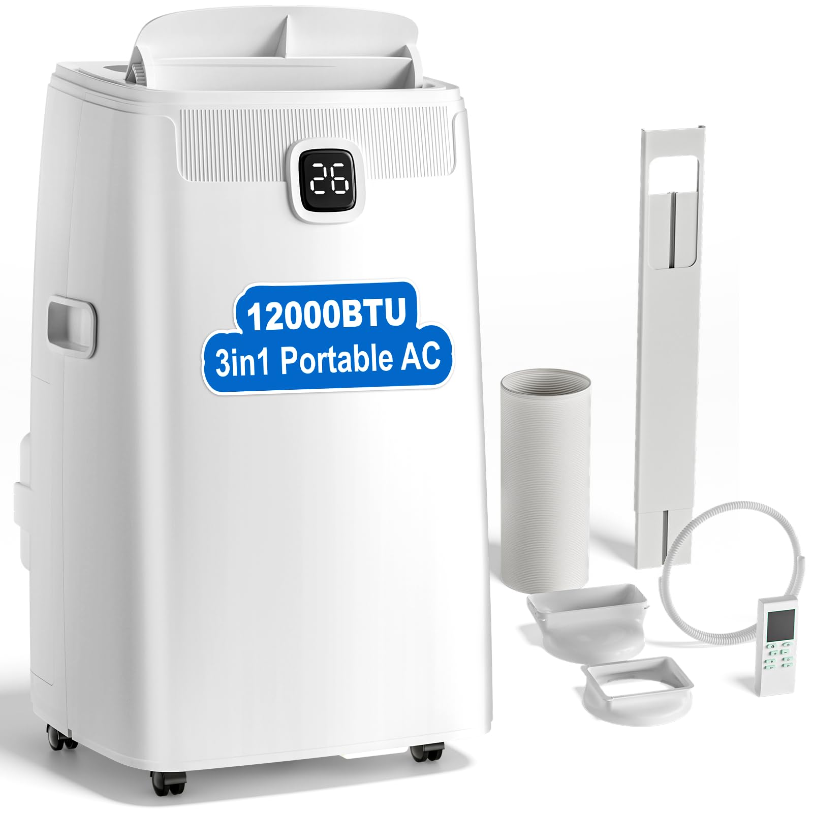 Photo 1 of Portable Air Conditioners, 12,000 BTU Portable AC Unit for Room up to 550 Sq. Ft, 3 in 1 Small AC Unit with 24H Timer Smart Sleep Mode, Smart Stand up Air Conditioner for Bedroom Kitchen Garage
