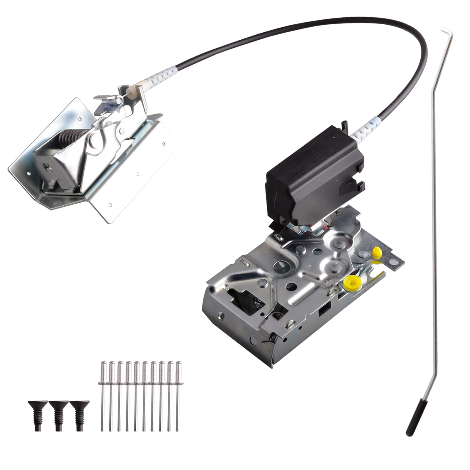 Unikpas Passenger Door Latch compatible for Ford F150 F250 1992-96 w/Door Handle Reinforcement Plate&Installation Kit