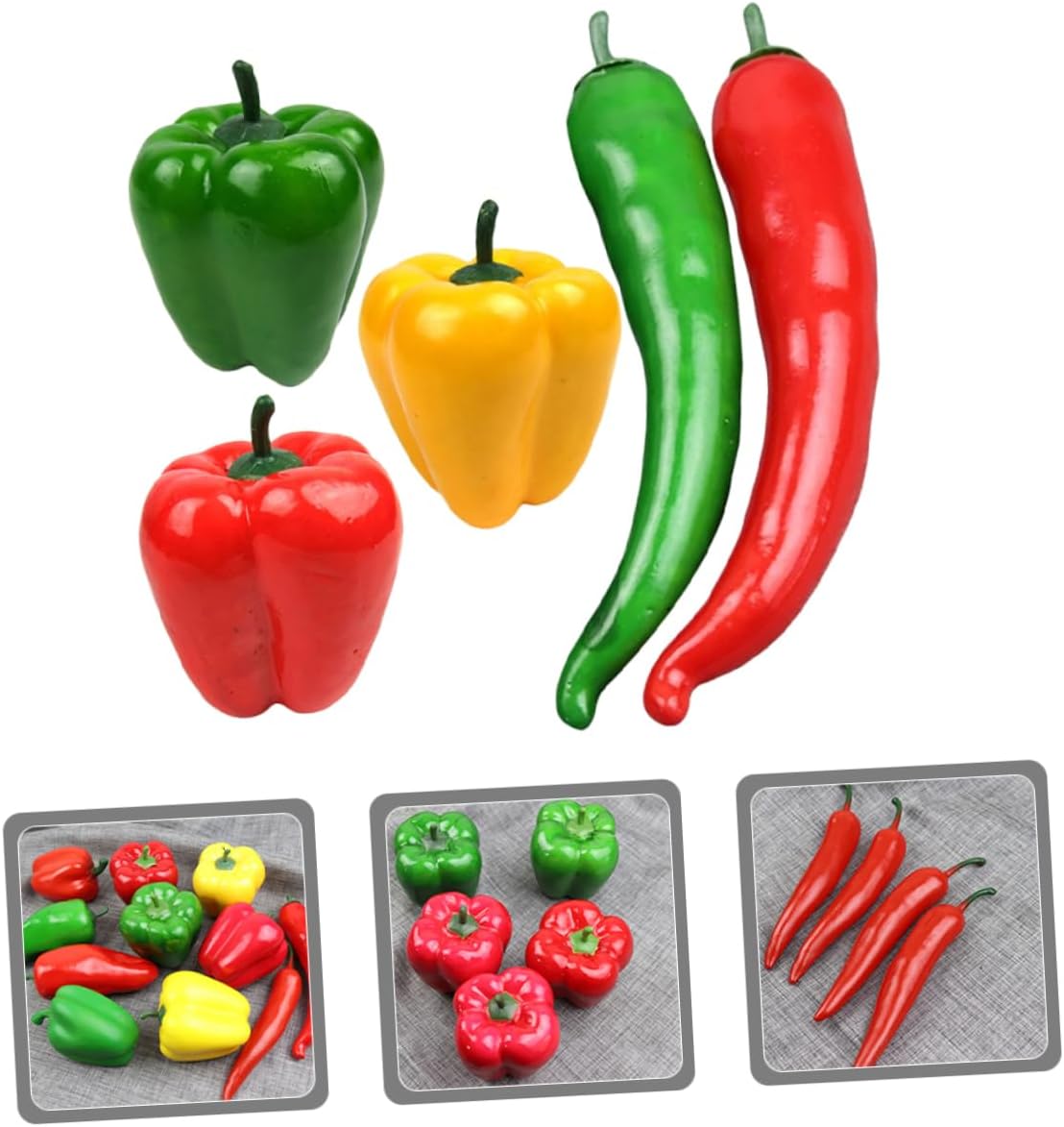 GLEAVI 5sets 5pcs Simulation Pepper Model Lifelike Artificial Chili Peppers Lightweight Food Props for Home Supermarket Kindergarten Art Training Decor 5pcs*5