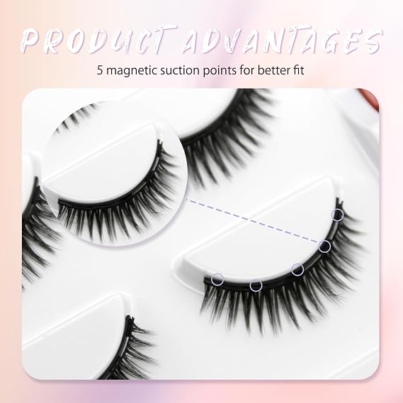 Eyelashes Magnetic,Magnetic Lashes With Applicator,Reusable Eyelashes, Lashes, Eyelashes Natural Look,No Glue (off-white)