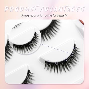 Eyelashes Magnetic,Magnetic Lashes With Applicator,Reusable Eyelashes, Lashes, Eyelashes Natural Look,No Glue (off-white)