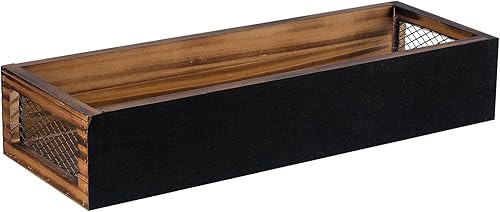 Miniatura 7 de FARM IN Almacenamiento de cinta de casete, estilo granja, estante de casete para montaje en mesa o pared, madera maciza rústica quemada y malla de