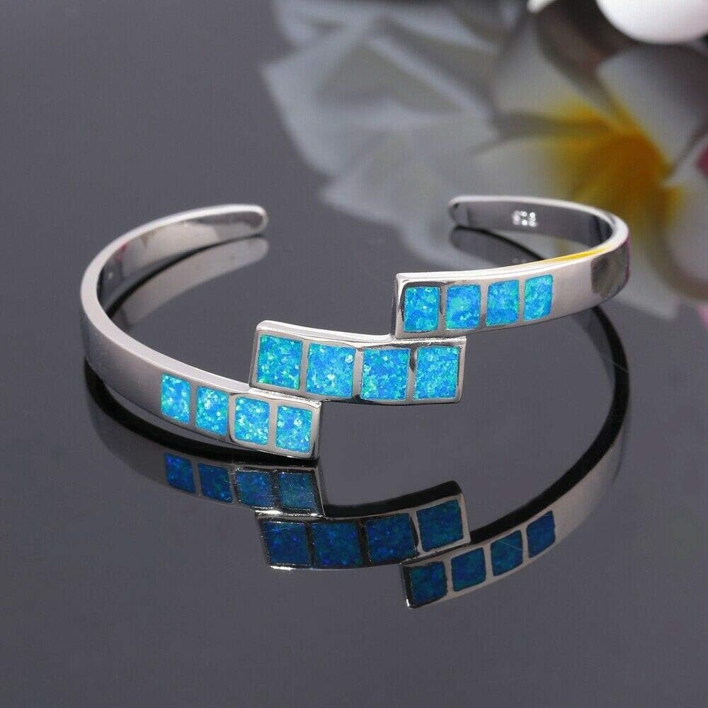 CiNily Womens Cuff Bracelet,Opal Bangle Bracelets Gold Plated Hypoallergenic Ladies Gemstone Open Cuff Bangle Bracelet - Image 3