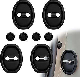 Car Silicone Door Latch Protective Cover, Universal Silent Shock Pads Ventilation Doors Locks Guard Stopper Set (Black)