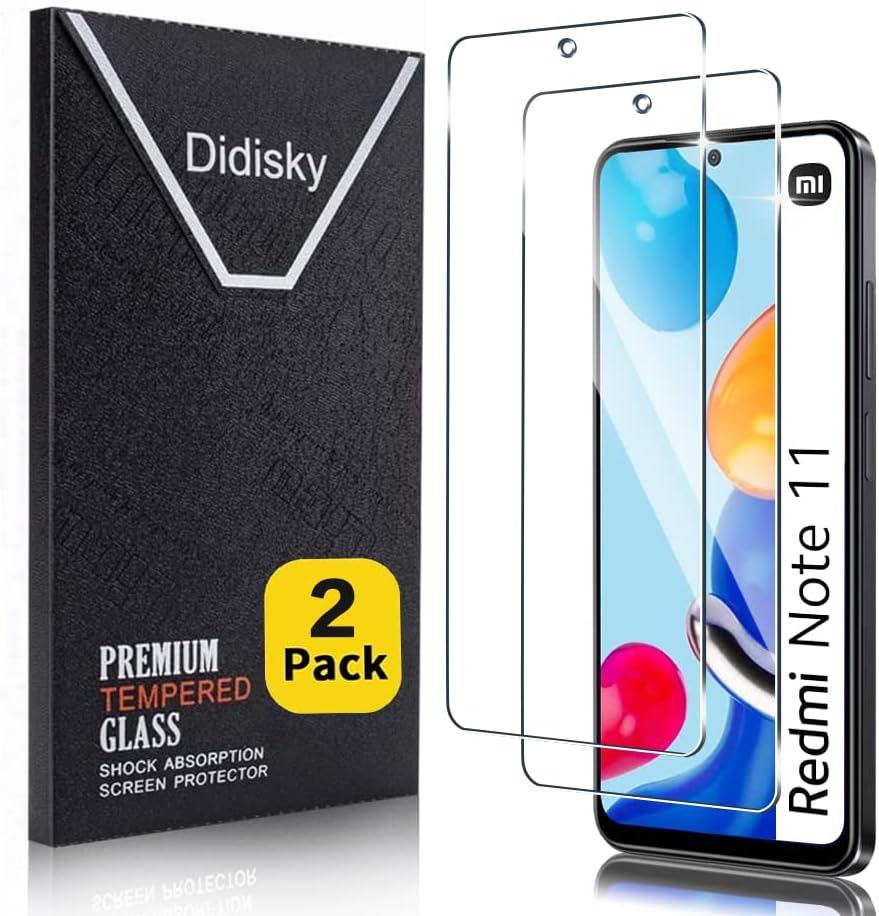 DidiskyTempered Glass Screen Protector for Xiaomi Redmi Note 11 / Note 11S, [2 Pack ] Soft Touch,Easy to Clean, Easy to Install, Transparent