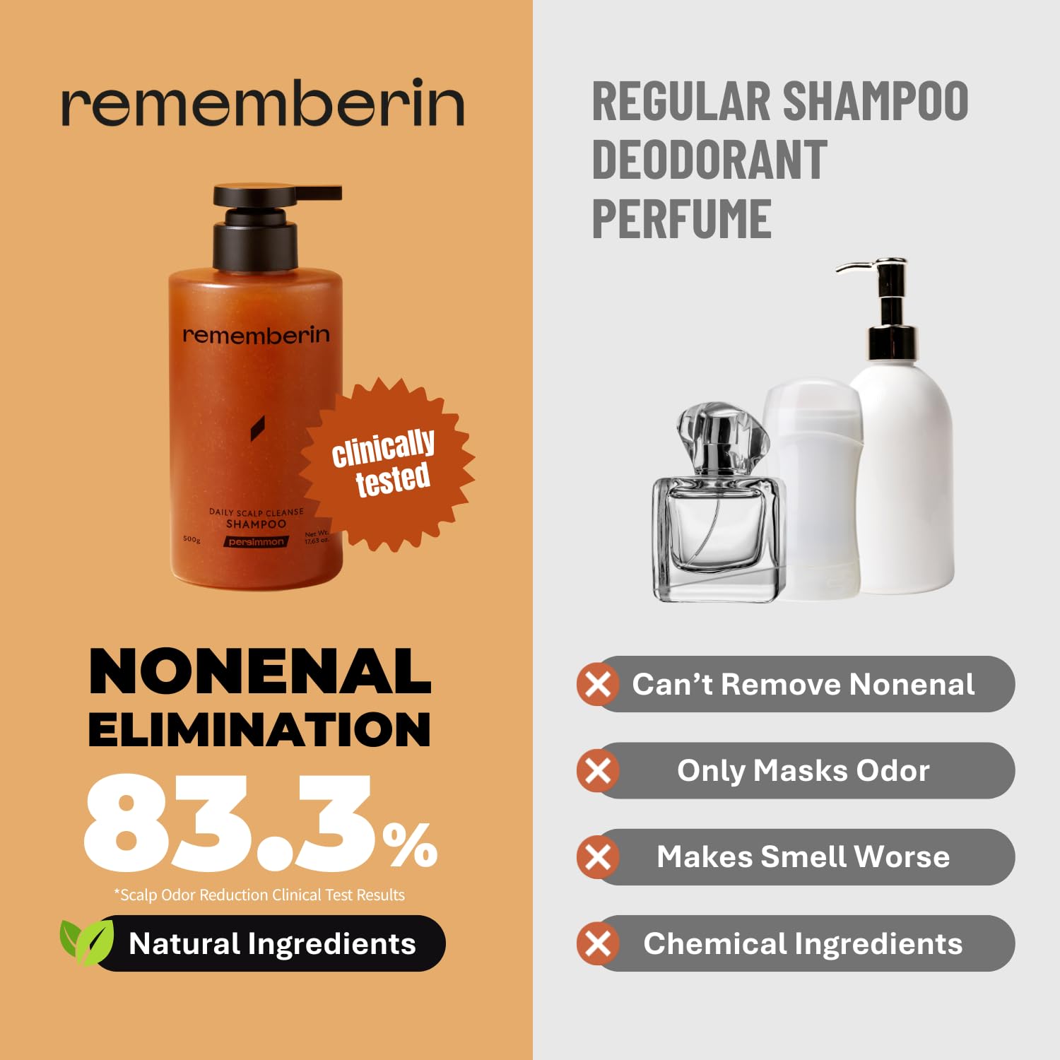 Korean Persimmon Shampoo for Scalp Odor & Dandruff, Salicylic Acid & Biotin