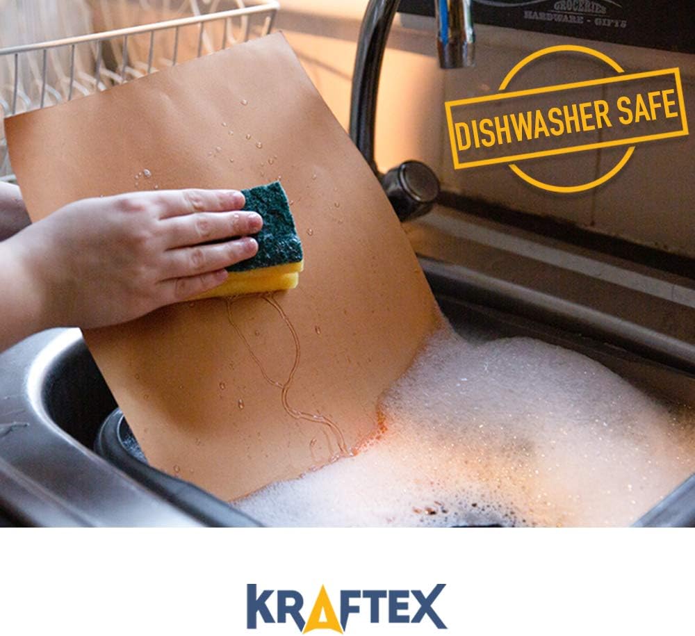 Kraftex Copper Grill Mats 4 Large Pack. Copper Grill Mats Non Stick for BBQs, Ovens & Baking. Grilling Mats for Gas Grill, Charcoal or Electric. Non Stick Heat Resistant Grilling Accessories.