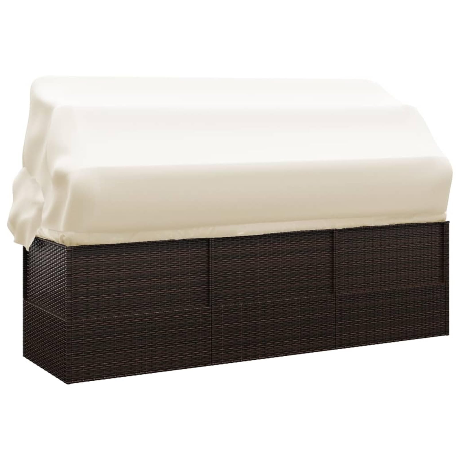 Homgoday Lit de Salon d'extérieur Toit et Coussins Marron Résine Tressée, Bain de Soleil de Jardin, Lit de Camping pour Plage, Extérieur, Balcon, Terrasse