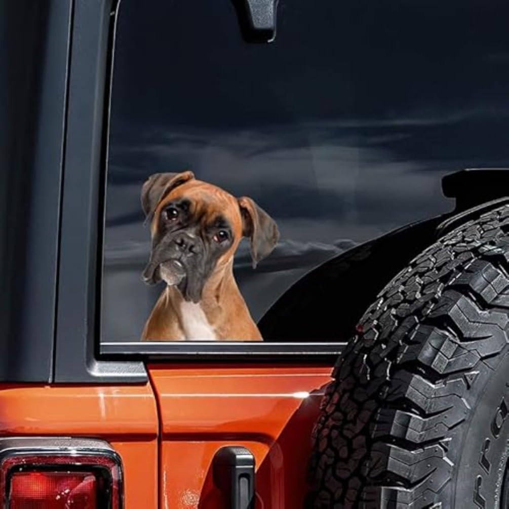 2PCS Boxer Hund Vinyl Aufkleber 15x17cm, Loyal Guard Hund Aufkleber für Auto, LKW, Fenster, Laptop, Familie Protector Geschenk | # V1357
