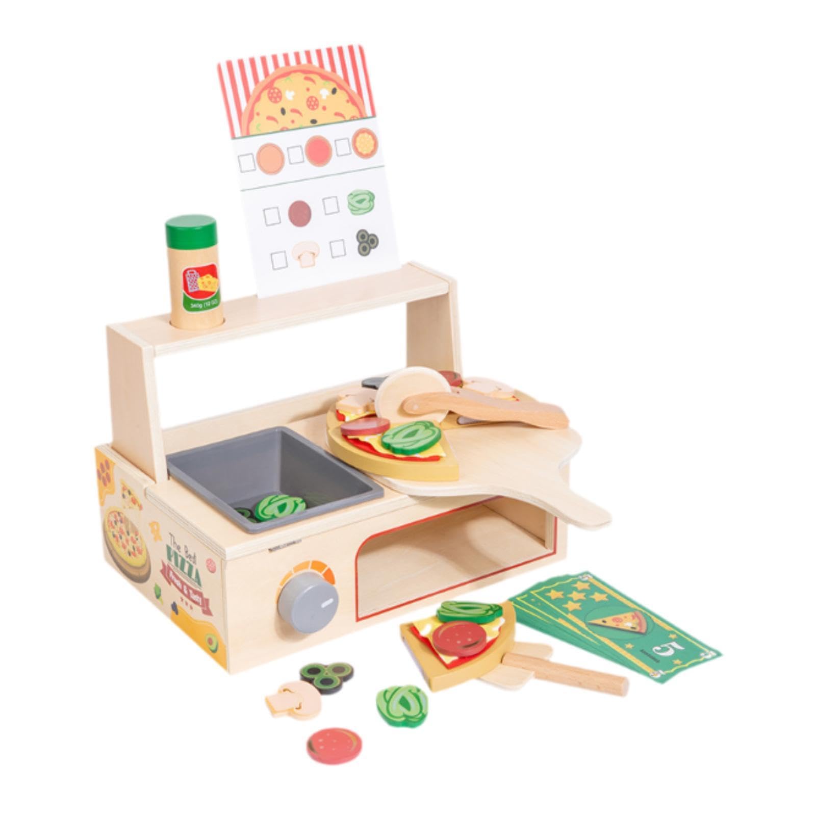Fenteer Giocattolo di Pizza in Legno, Gioco di Ruolo, Giocattoli per Genitori E Bambini, Giochi per Le Vacanze