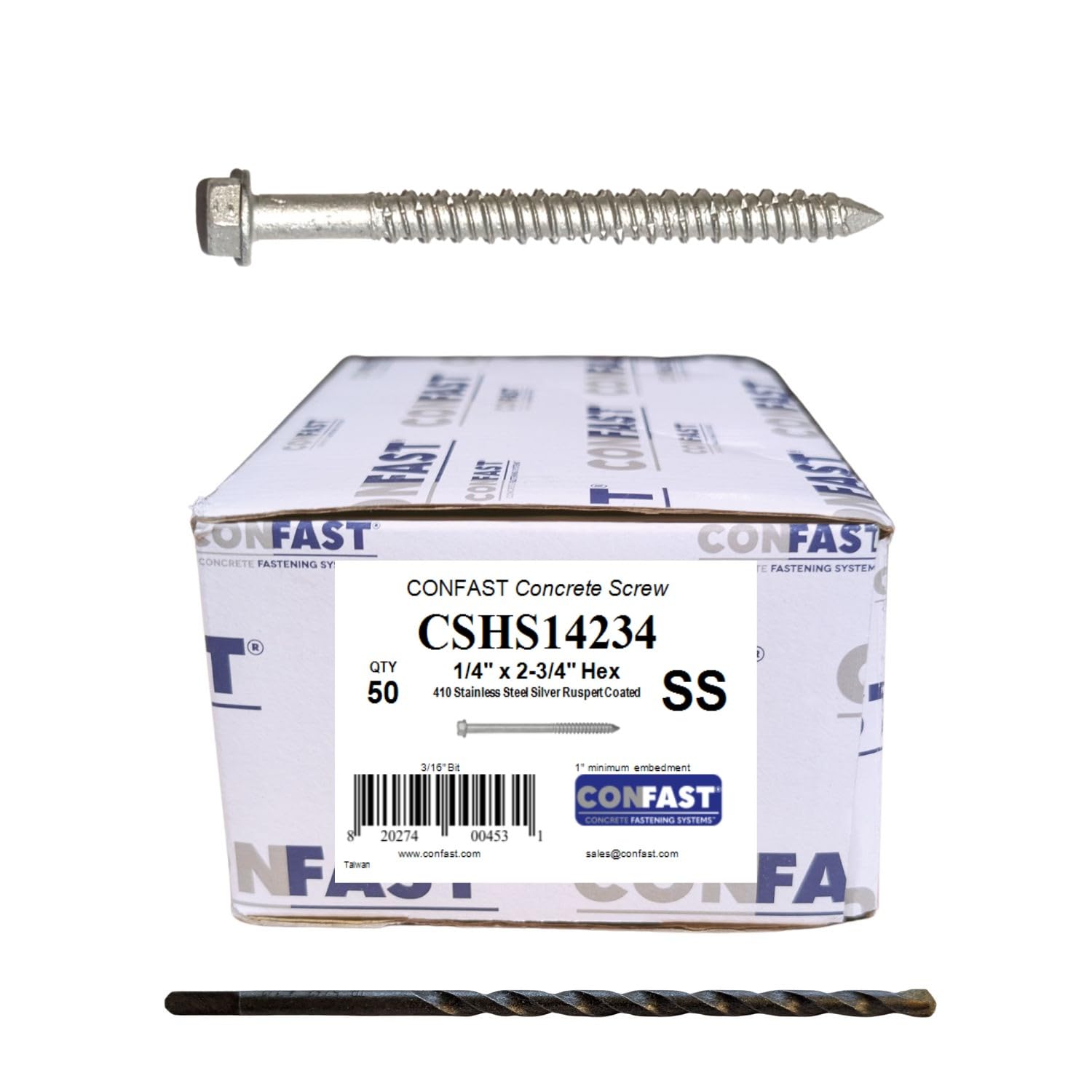 Stainless Steel Concrete Screws - 50/Box -10