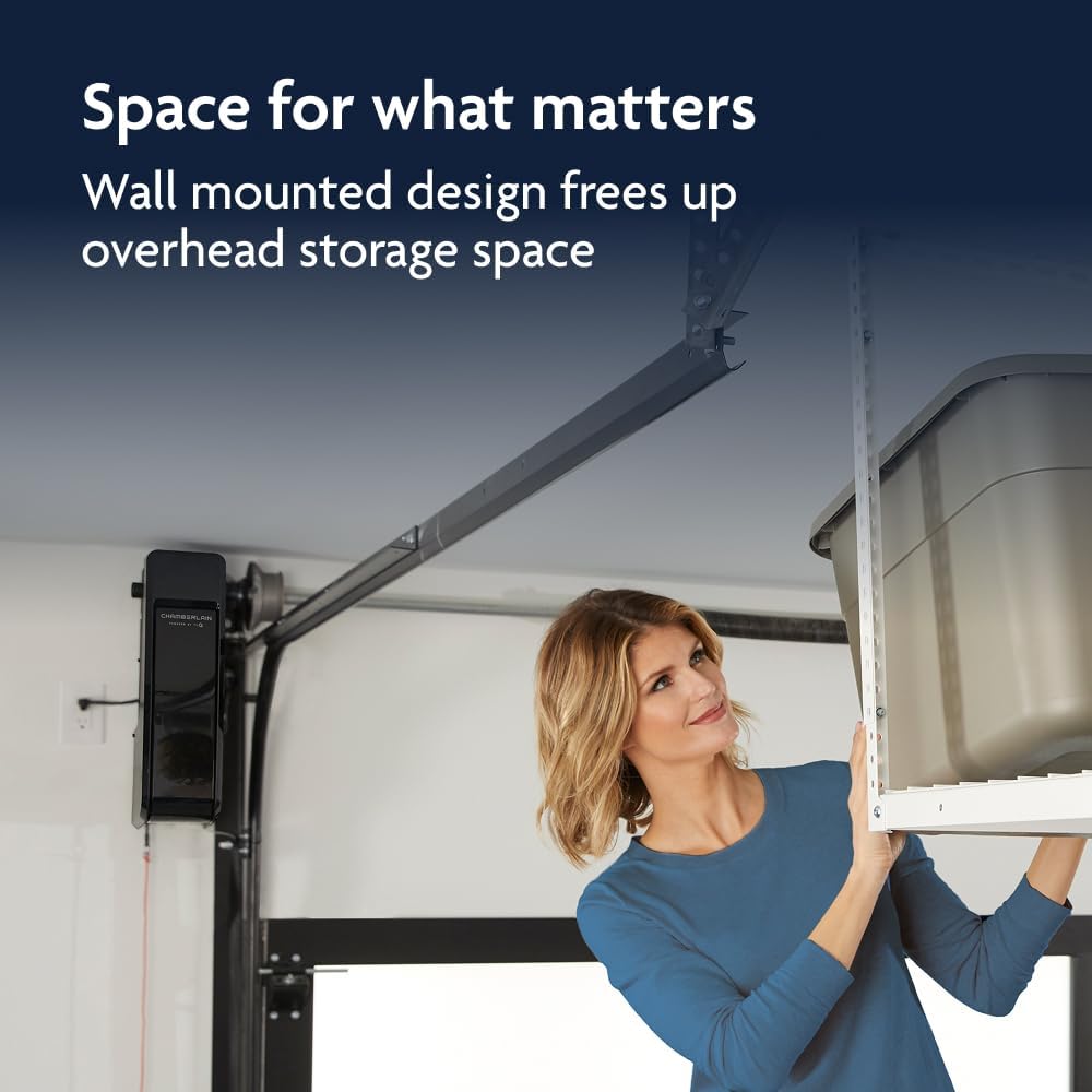Chamberlain RJO101MC Ultra-Quiet Wall Mount Garage Door Opener with Battery Backup, myQ Smart Wi-Fi Control, LED Lighting System, Space-Saving Design for Quiet Operation 5 61ca3tTInWL. AC SL1000
