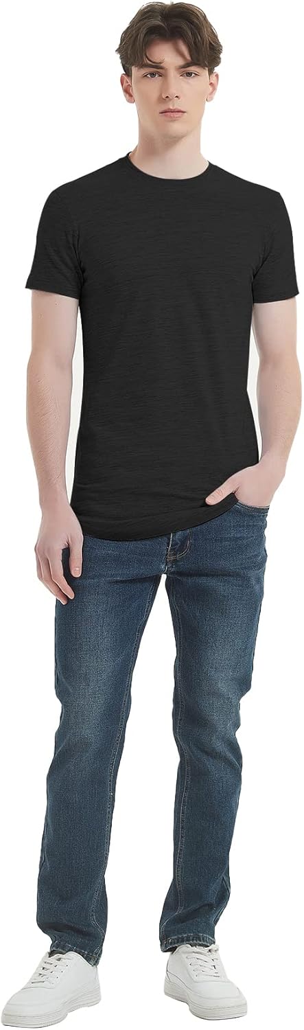 LETAOTAO Mens Hipster Longline T-Shirt Drop Cut Scallop Long Tail Slim Fit Bodybuilding Gym Muscle Workout Tee - Image 6