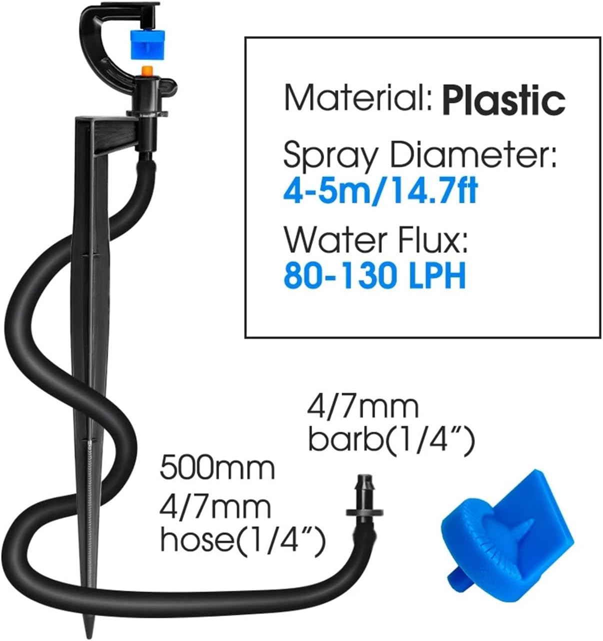 5 Pack 180 Degree Watering System Nozzle Sprayer 21cm Stake Irrigation Supplies for Hoses Garden Greenhouse