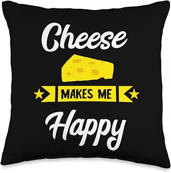 Holey Cheese Makes Me Happy Edam Cheddar Dairy Feta Gouda Throw Pillow