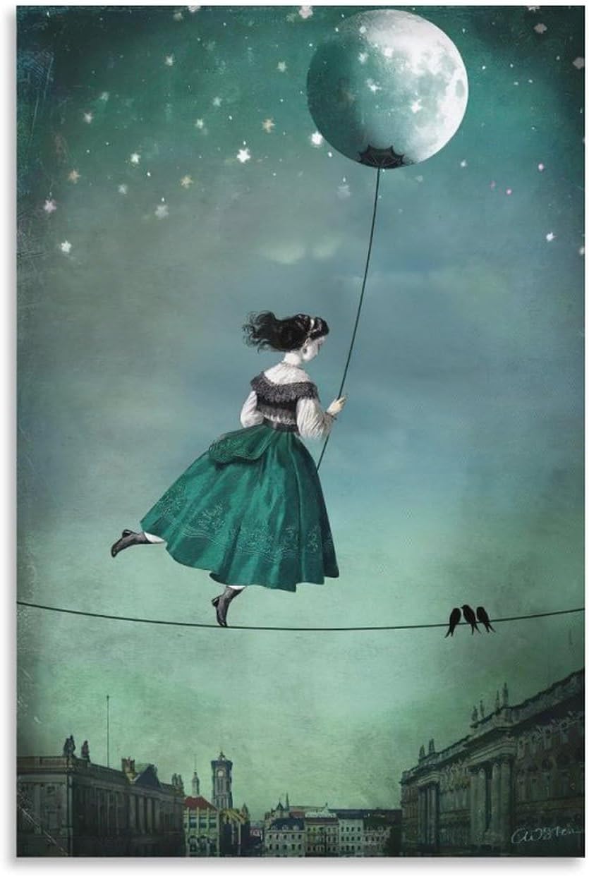 WIOLPCCatrin Welz-Stein Famous Artist （Moonwalk）Surreal Magic Painting Art Poster Canvas Wall Art Posters For Room Aesthetic And Decor Pictures For Living Room Bedroom Decor 16x24inch(40x60cm) Unframe-style