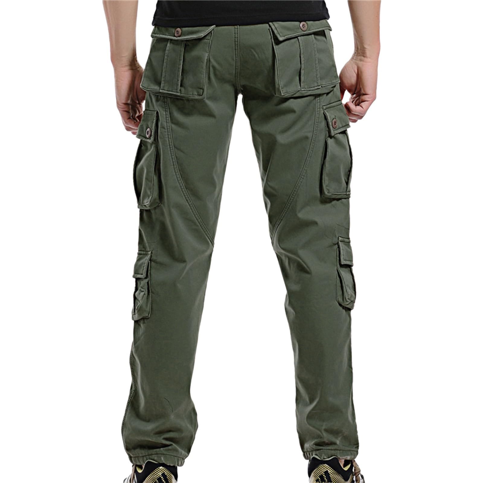Generisch Pantaloni cargo da uomo, invernali, caldi, in pile, muti-tasche, per escursioni, arrampicata, pantaloni spessi, termici, casual, per uomini, outdoor, vestibilità normale, comodi