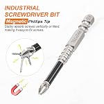 HARFINGTON 3pcs Impact Phillips Screwdriver Bit PH2 (#2) Anti Slip Tip 1/4" Hex Shank 3" (75mm) Long Magnetic Cross Screw Driver Industrial Power Drill Bits for Remove Fastening Screws