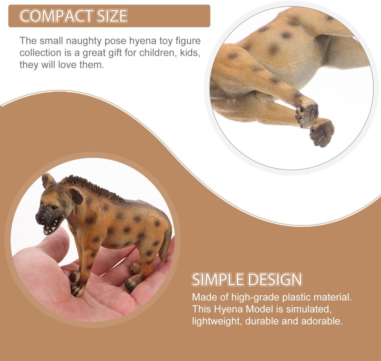 ibasenice 4pcs Hyena Model Toy for Kids Realistic Plastic Hyena Figurine 4.33In Wildlife Animal Cognitive Toy Educational Collectible for Home Desk and Miniature Garden Decor