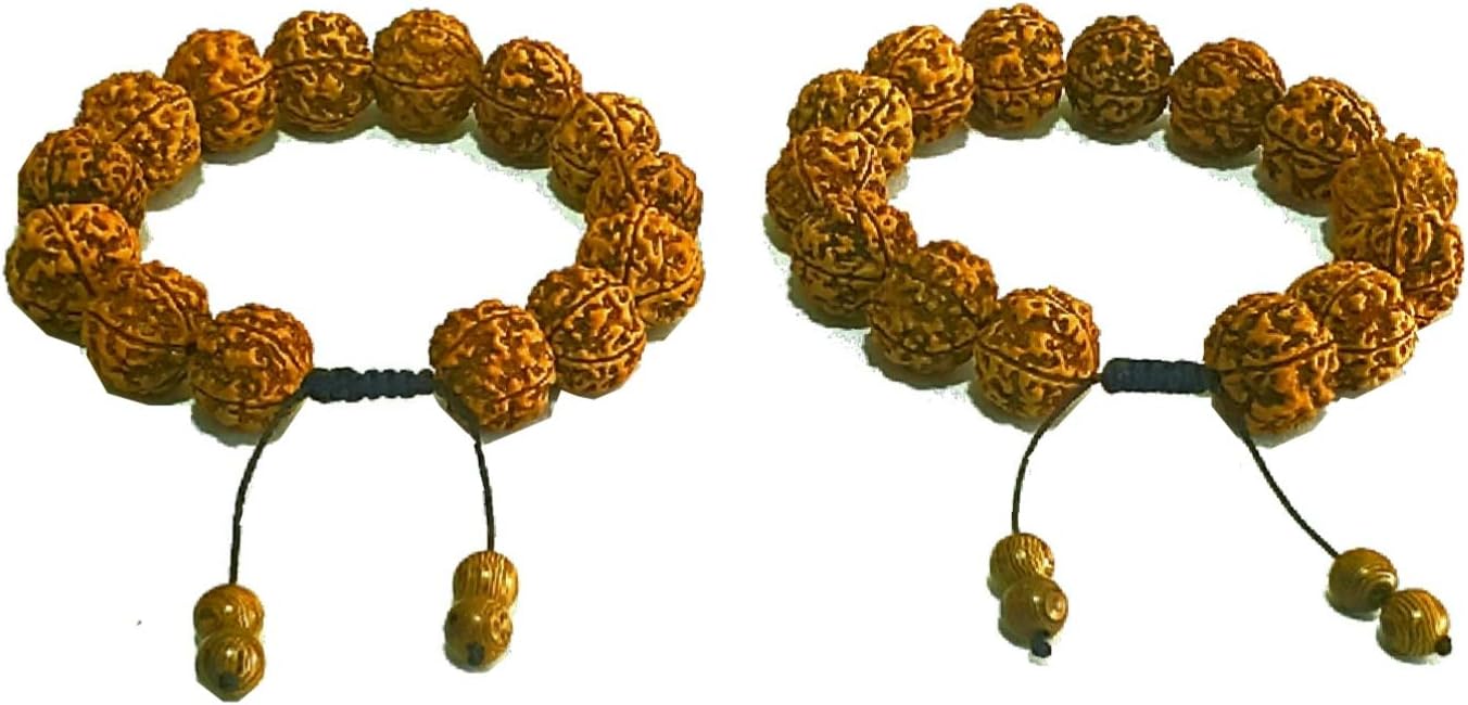 natural Rudrakhsa bead bracelet for Yoga Meditation and Wellness.Set of two Big size himalayan organic five face Rudraksha bead with Adjustable knot. Unisex design with daily use.