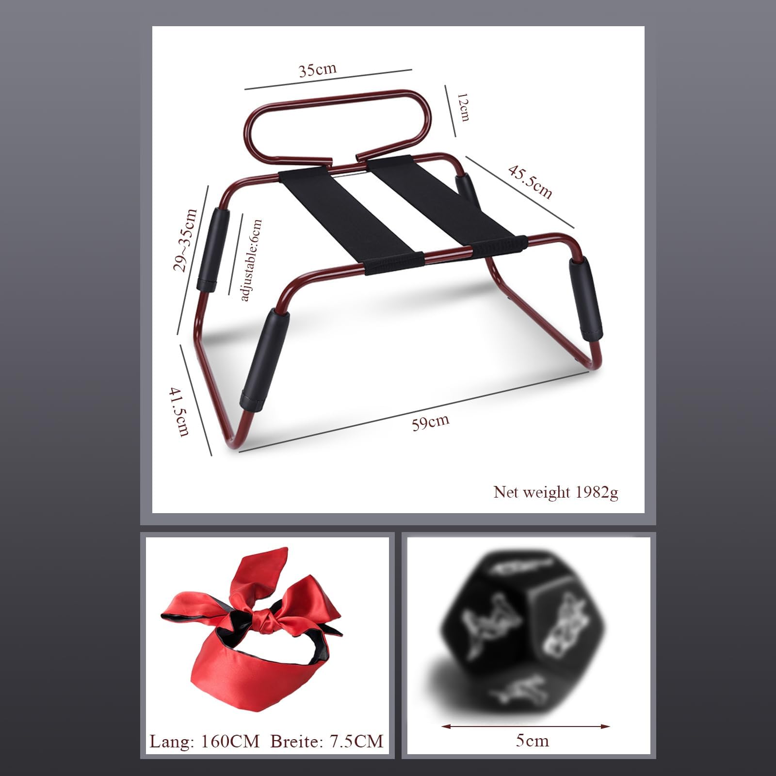BDSMYOU Meubles Sexuels Chaise Sexuelle Couples Meubles d'Amour avec Poignées,Réglable Polyvalent Bounce Love Chair pour Assistance Position Sexuelle,Siège Sexuel Meubles Sexuels Jouets Durs