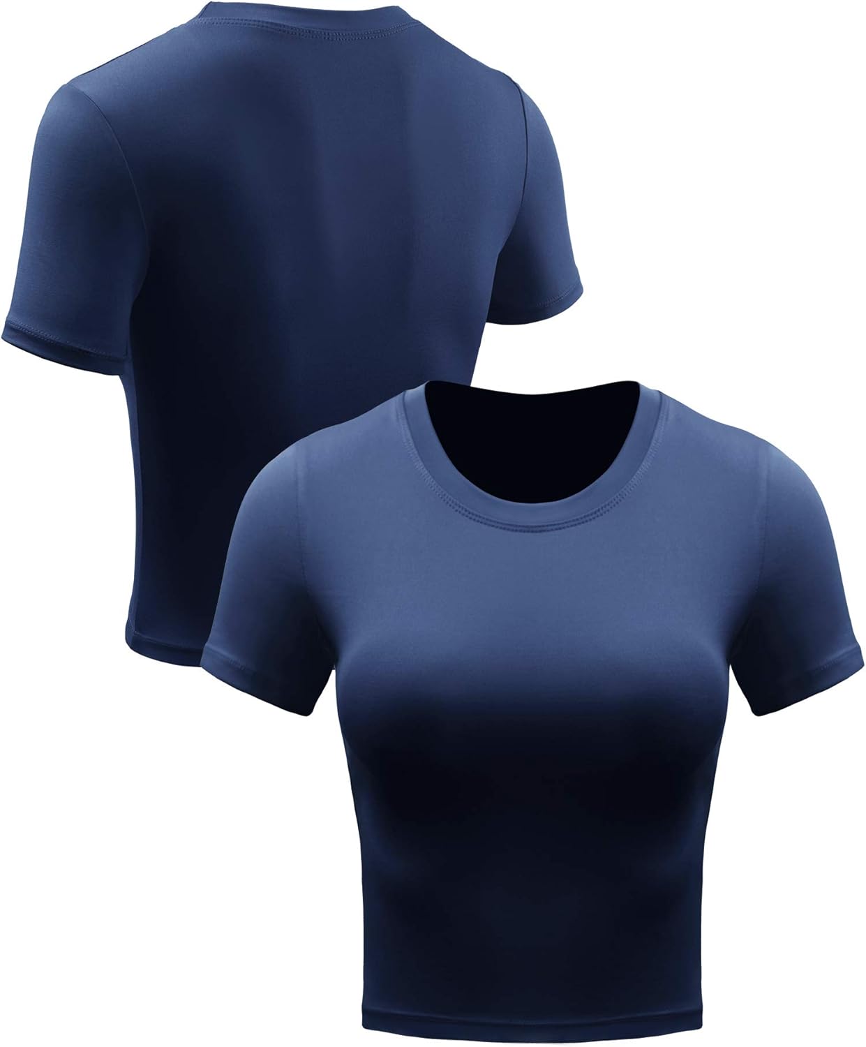 CADMUS Women's Dry Fit Crop Top Yoga Short Sleeve Shirts Crew Neck Athletic Running Tee 3 Pieces - Image 3