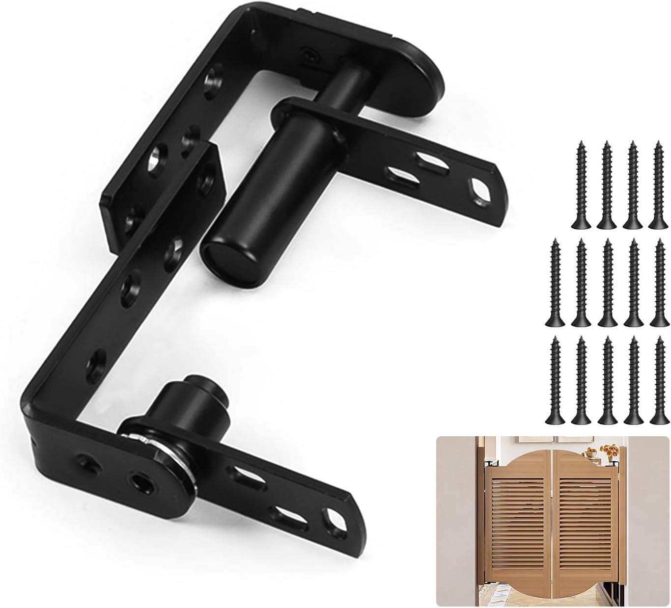 Heavy Duty Cafe Door Hinge, 304 Stainless Steel Saloon Door Hinge, Self-Closing Swinging Door Hinge for Bars, Bathrooms, and Cabinets, Black