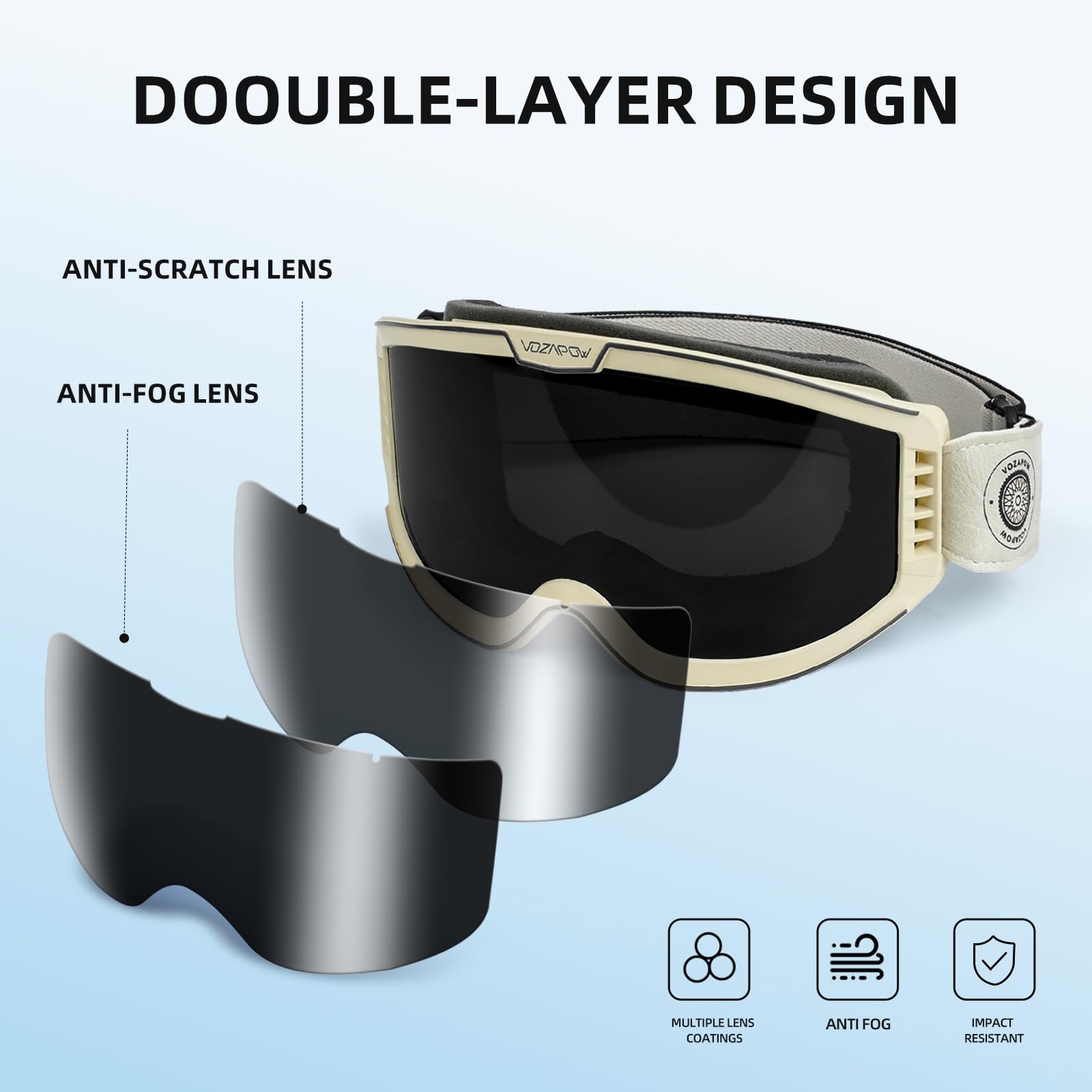 OTG okulary ochronne do motocrossu, szkła zapobiegające zaparowaniu, przezroczyste szkła i szare szkła, okulary motocrossowe, OTG, motocykl, ATV, do sportów wyścigowych, dla mężczyzn i kobiet