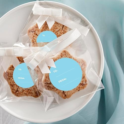 Miniatura 4 de Andaz Press Etiquetas de regalo circulares, estilo moderno, haciadesde, azul bebé, paquete de 40 unidades