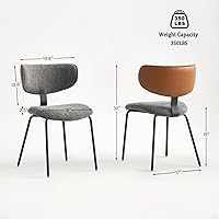 Vista 2 de Modern Boucle - Juego de 2 sillas de comedor de piel sintética, respaldo curvado, sillas de comedor tapizadas con patas de metal, color negro