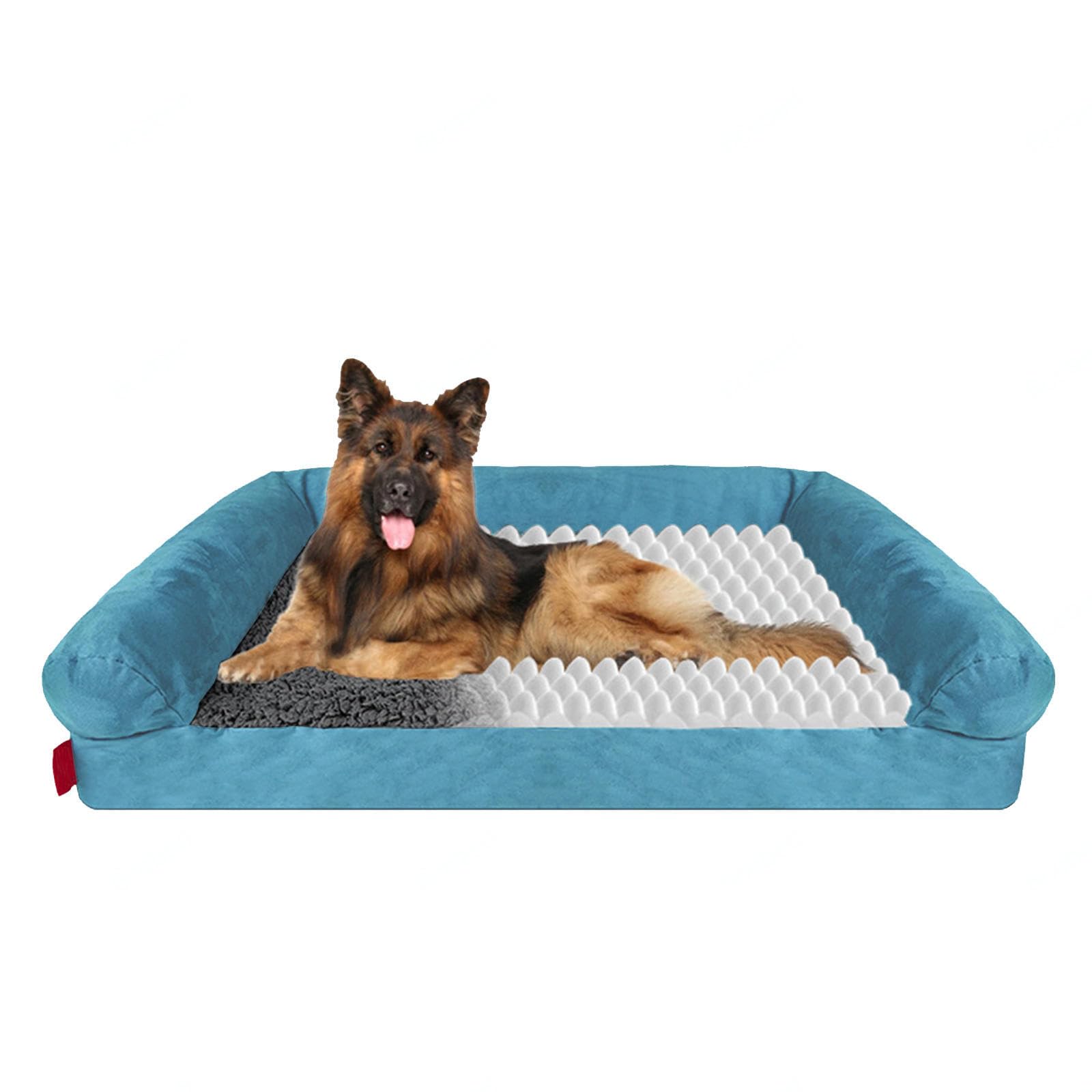 Cuccia Ortopedica Cane, con Tre Lati Rialzati Ortopedico Lettino per Cani in Memory Foam, Rivestimento Rimovibile e Lavabile Brandina per Cani,L
