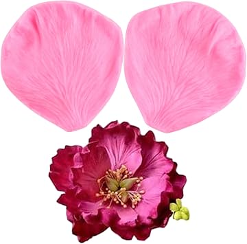 Gumpaste Peony Flower Veining Silicone Molds Peony Petals Silicone Fondant Mold For Cake Decorating Cupcake Topper Chocolate Candy Gum Paste Polymer Clay