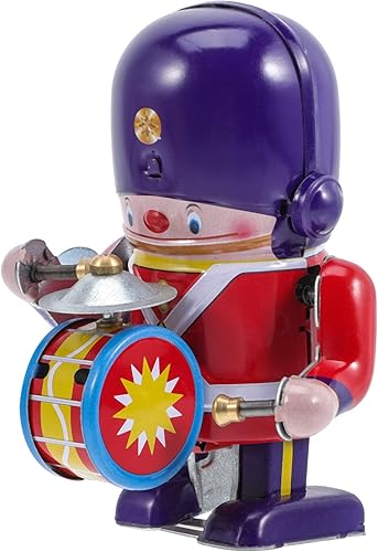 ABOOFAN Juguete de cuerda de hojalata de juguete mecánico que camina baterista soldado retro Pascua Vintage Wind- up juguete para niños, novedad de