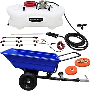 Remolque Basculante ATV Todo Terreno 820x950x1930mm con Neumáticos Capacidad 295kg y Pulverizador con Tanque 60L de 400x380x880mm con 5m Cable y 5m Cinturón Seguridad Presión Máxima 12 bar