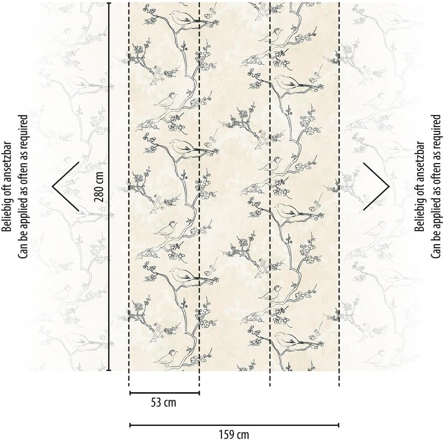 Livingwalls Photo Wallpaper Animal in Cream, Black - High-Quality Non-Woven Wallpaper 398841 with Motif on 3.71 m x 2.80 m - Made in Germany