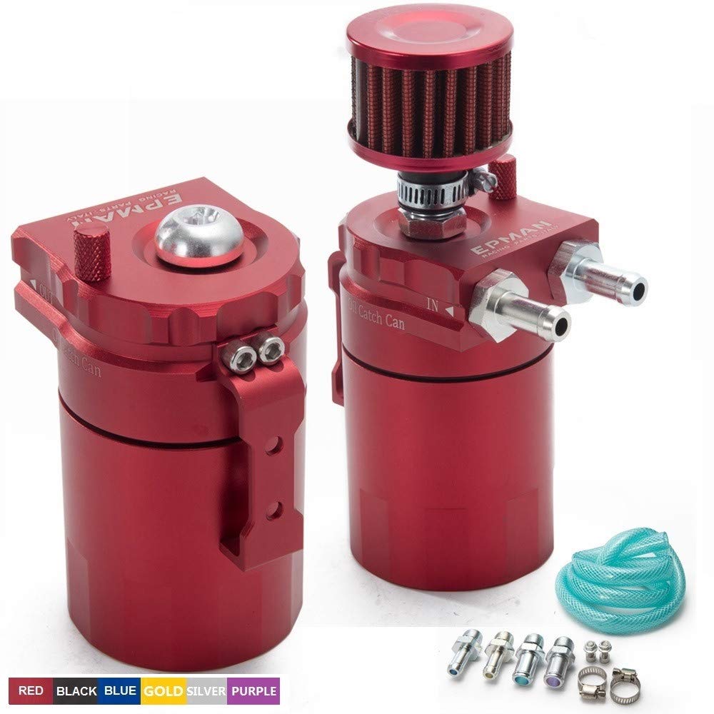 Epman TK-JYH08-AF Sport Universal Aluminum Oil Catch Can Reservoir Tank 400 ml + filtr Breather (czerwony)