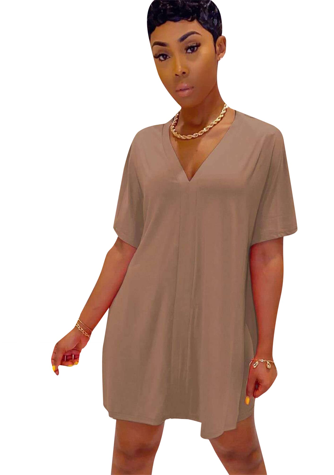 OMZIN Womens Summer Solid Comfy Fit Shirt with Bodycon Shorts Sets Oversized Workout Sets