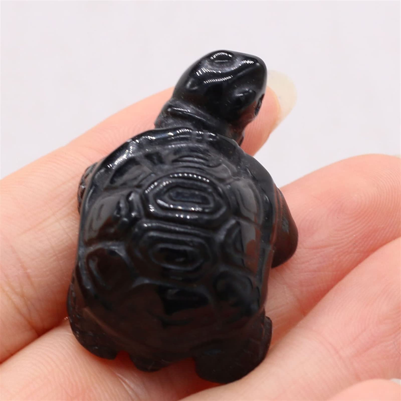 METINT Natural Crystal Rose Quartz Opal Agate Animal Stone Statue Mini Home Decoration Fish Tank Crafts 1PC (Color : Black agates, Size : 25x40mm)