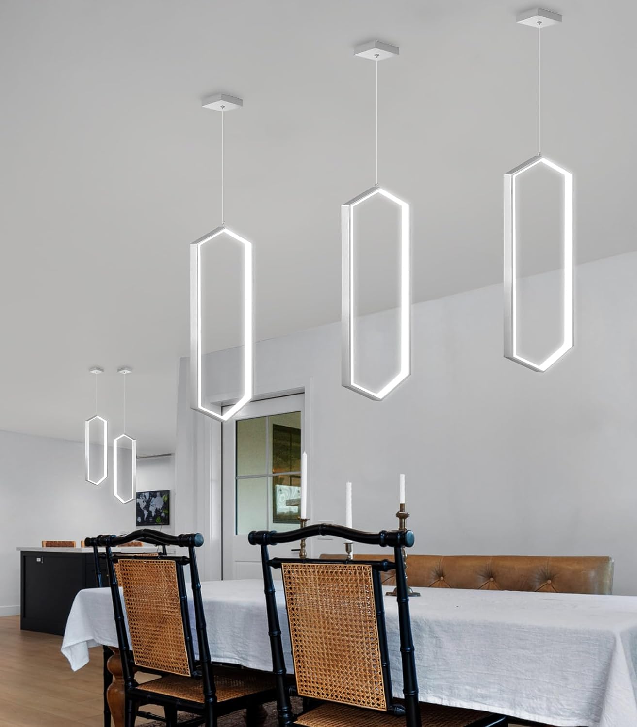 Ring Dimmable Pendant Lighting Adjust LED Mini Chandelier Ceiling Light Fixtures for Kitchen Island Dining Room Living Room Bedroom Hallway Silver