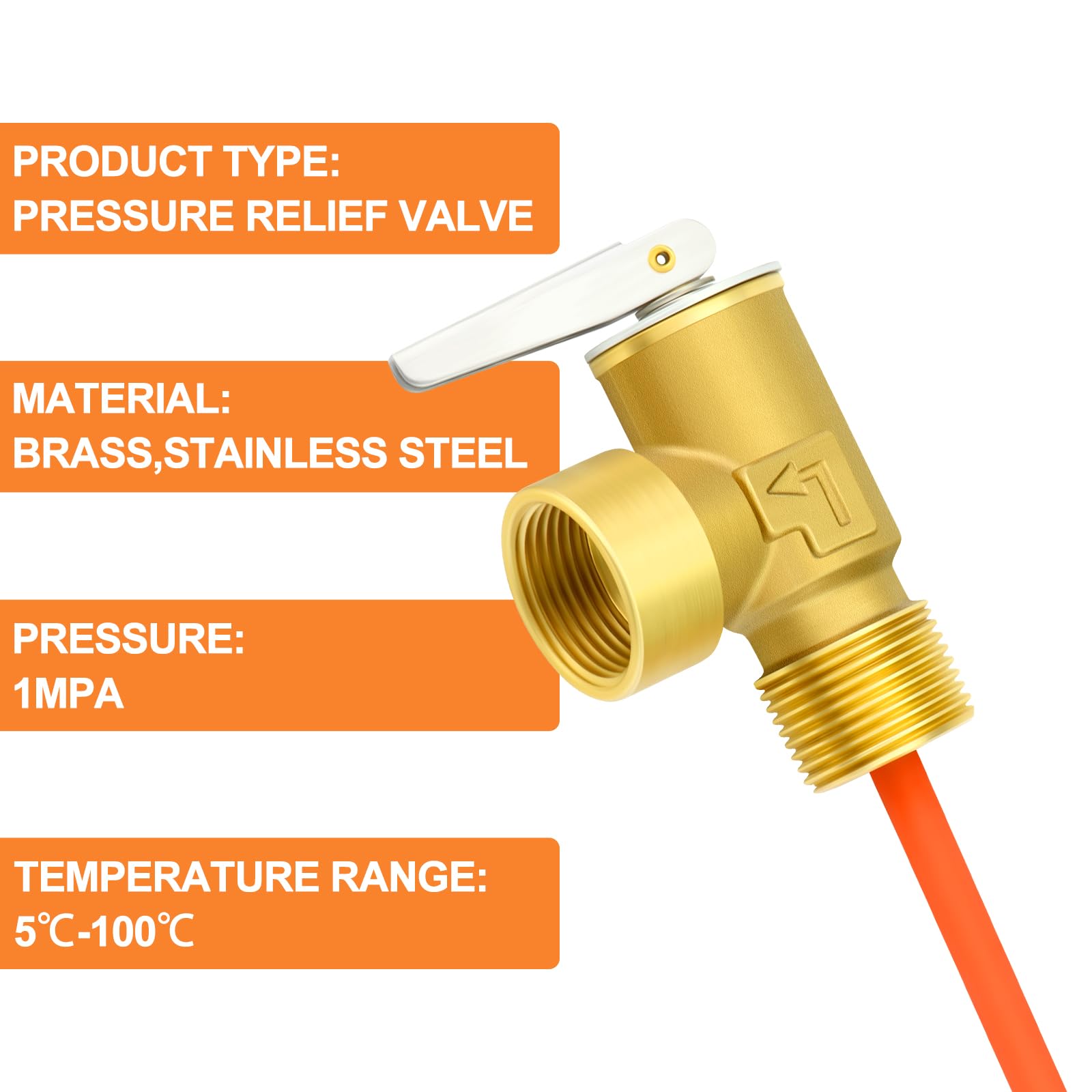 GASHER 3/4" BSP Valvola di sfiato temperatura e pressione scaldabagno RV con sonda rivestita in resina epossidica, per serbatoi scaldabagno
