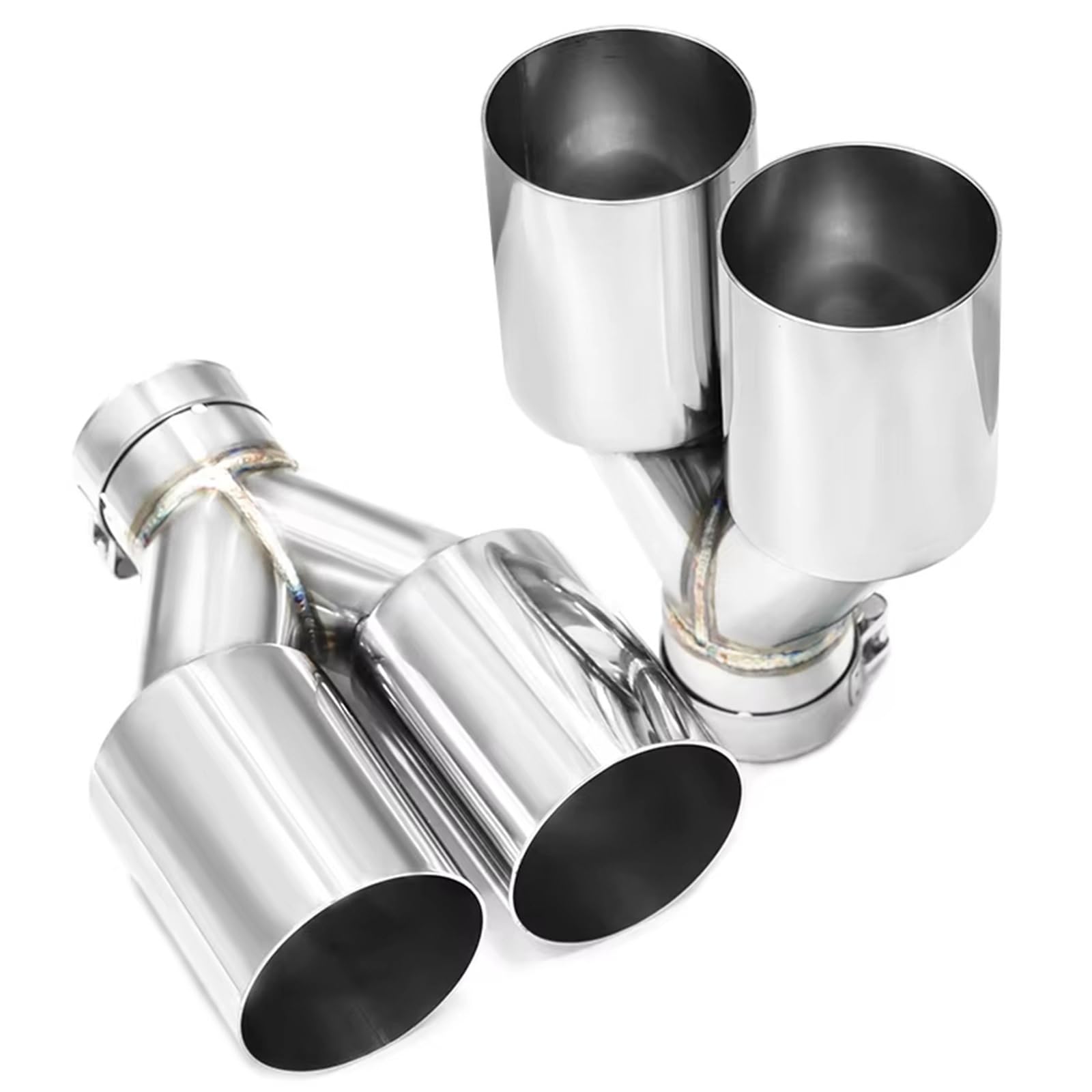 Tubo Scarico dell'auto Terminale Scarico Doppio in Acciaio Inossidabile 1 Pezzo ID63Mm Ingresso Taglio Dritto 76 89 101 Silenziatore Scarico Universale(1 PCS ID60MMOD76MM)
