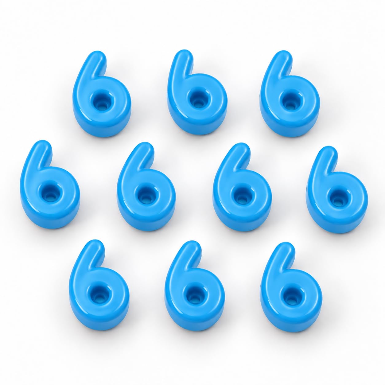 Number Beads, 10pcs Number Beads for Bracelets with 6mm Large Hole, Number Bead for DIY Jewellery Making, Keychains and Paracord Crafts(Blue, Number 6, 10)