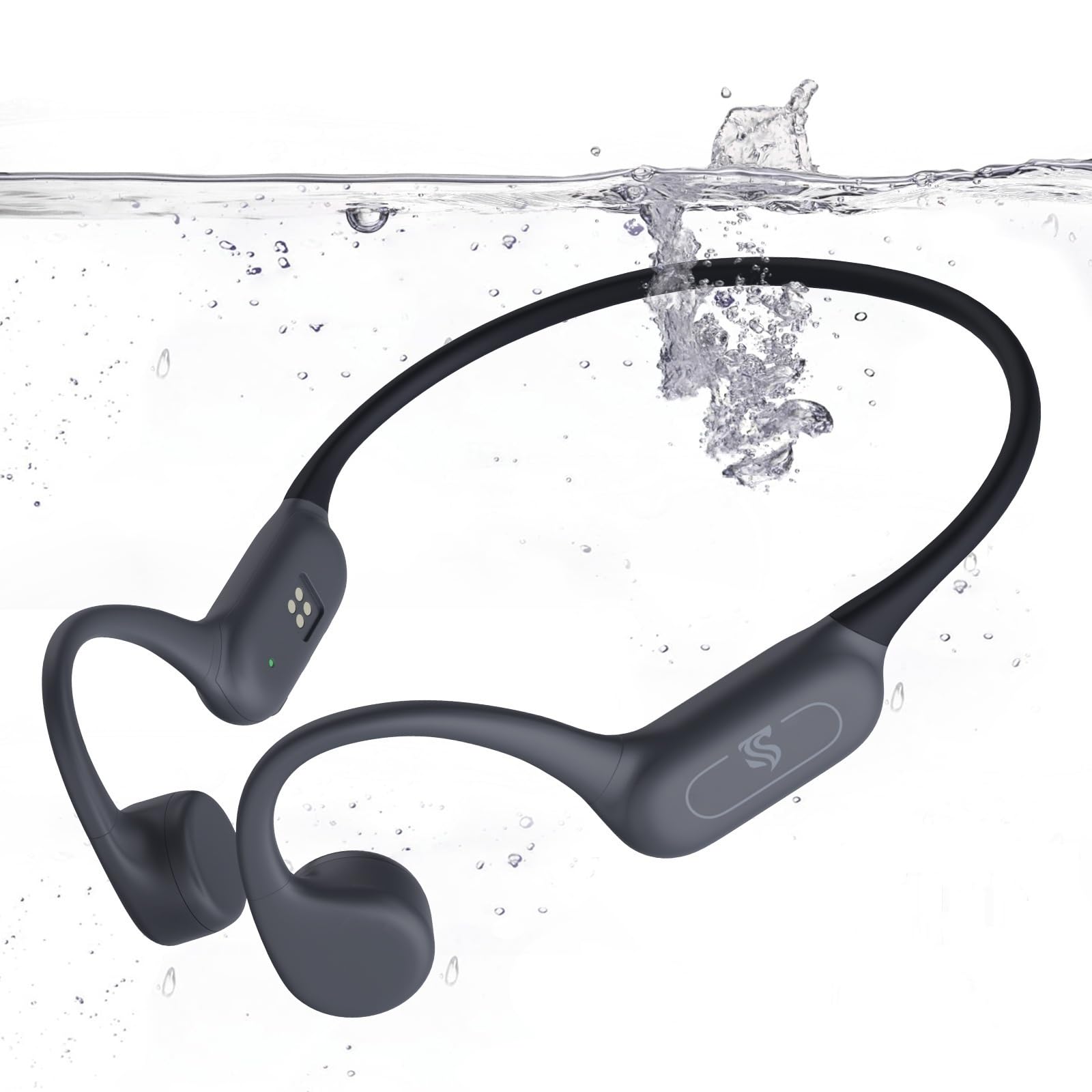 Kopfhörer Schwimmen – Knochenschall Kopfhörer Bluetooth 5.4, IPX8 Wasserdichte Sport Headphones mit MP3-Modus, Unterwasser Open Ear Headset mit 32 GB Speicher, Leicht & Sicher für Fitness (Grau)