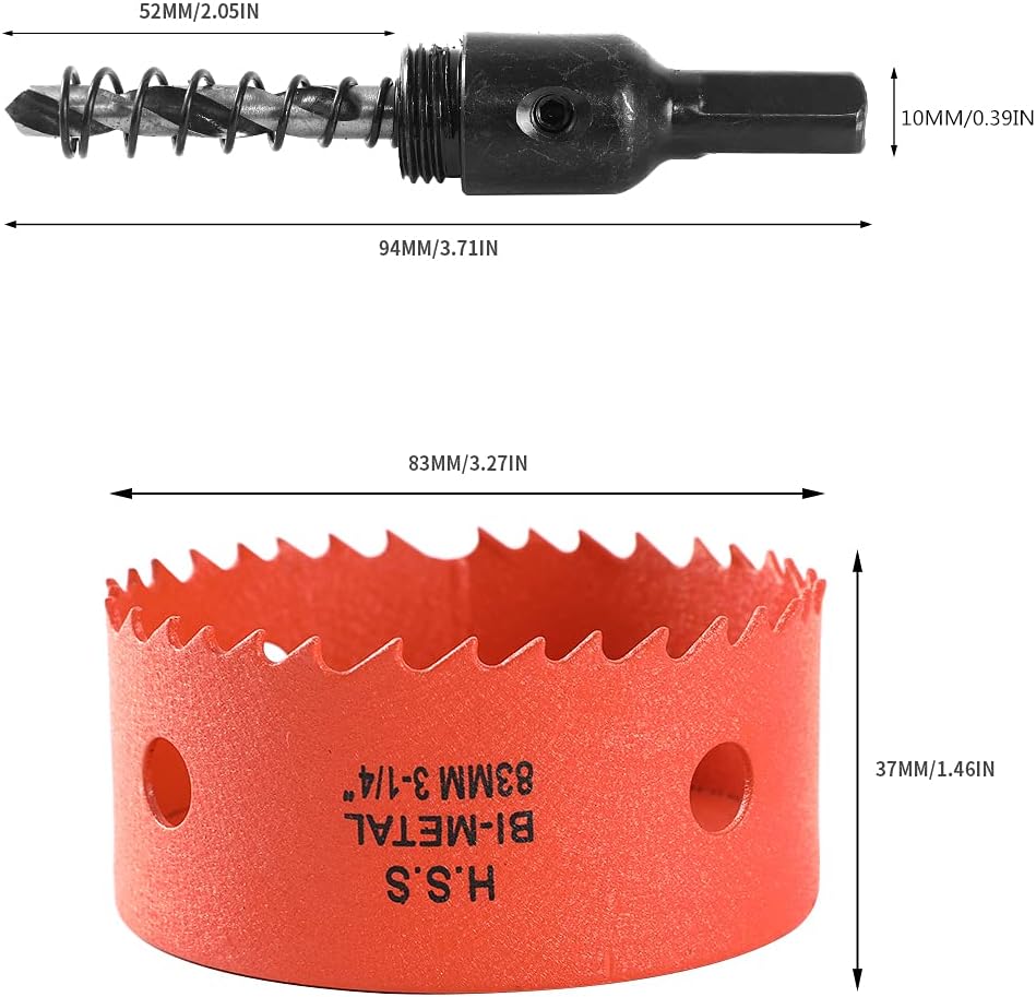 Dribotway 83mm 3-1/4'' Hole Saw, Bi-Metal Hole Saw Drill Bit High Speed Steel, Cutting Circular Holes - Image 3