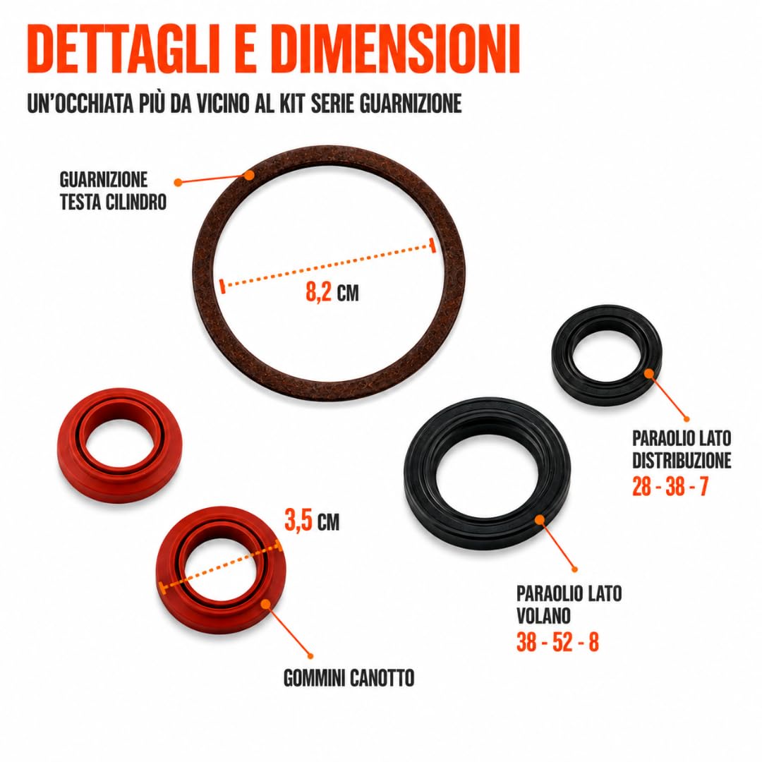 Generico Kit de cilindro y pistón + bomba de aceite + serie junta completa y sellos de aceite compatible para motor Lombardini Diesel 6ld 360 para motoazada y motocultor